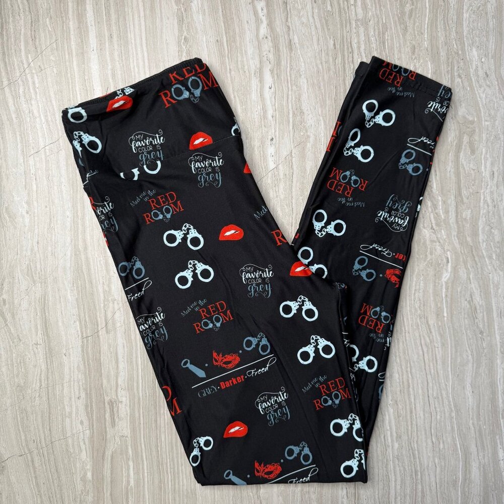 Red Room Themed - Mr Grey Print Soft Leggings